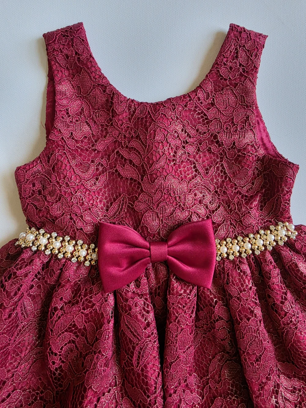 2T Burgundy Lace Party Dress - Picture 3 of 8
